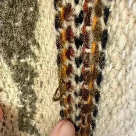 Vintage Women’s Sz L Cream Wool Button-up Jacket Alpaca Native Western Design - Picture 13 of 14